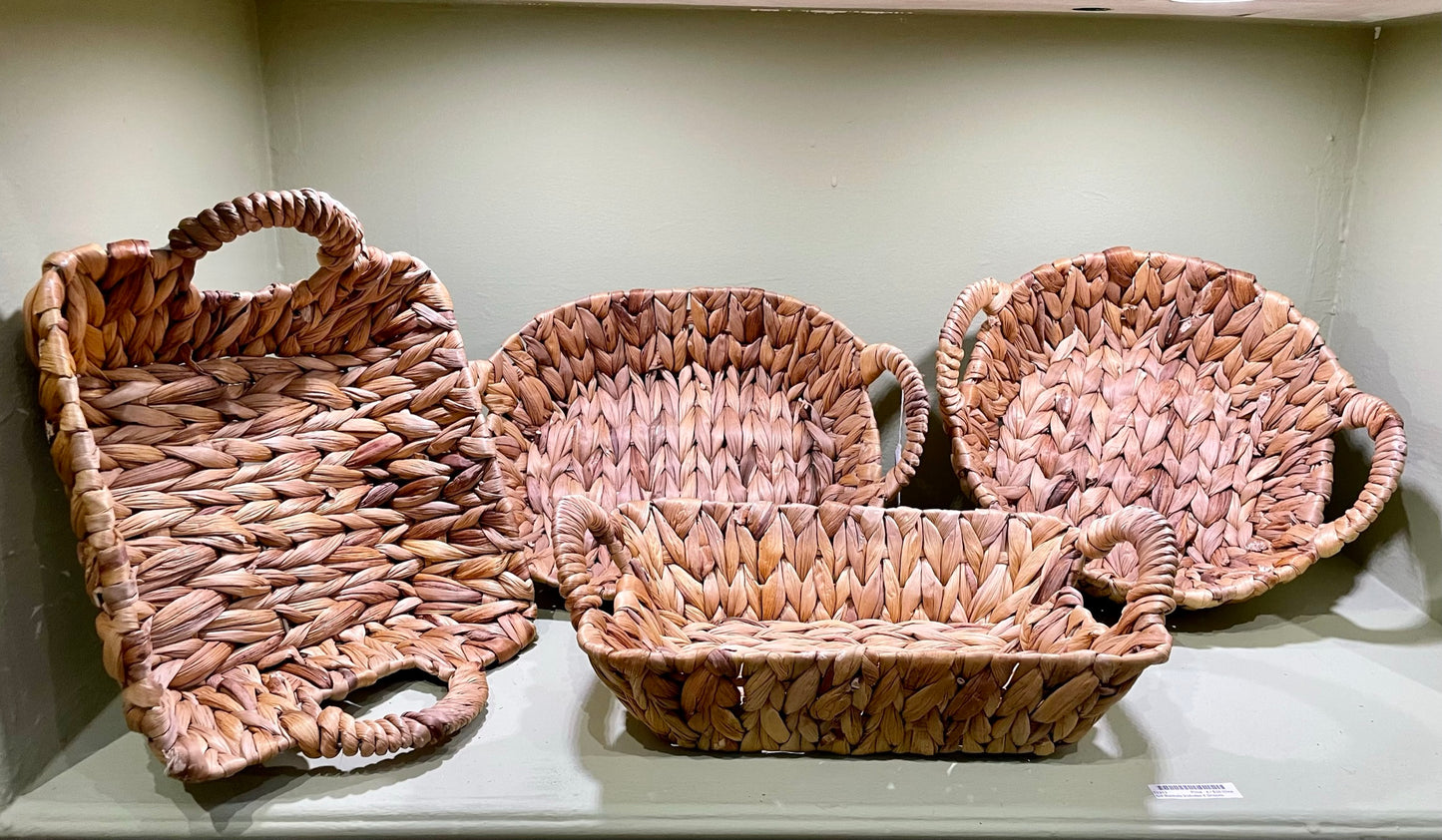 Hand crafted woven water hyacinth basket