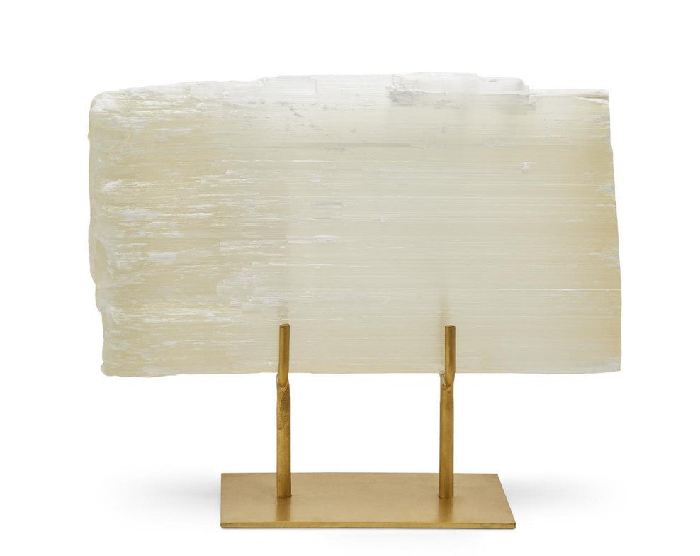 Selenite Slab on Gold Stand